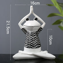 Charming figurines depicting frogs in various yoga poses, adding a whimsical and zen-inspired touch to your home decor.