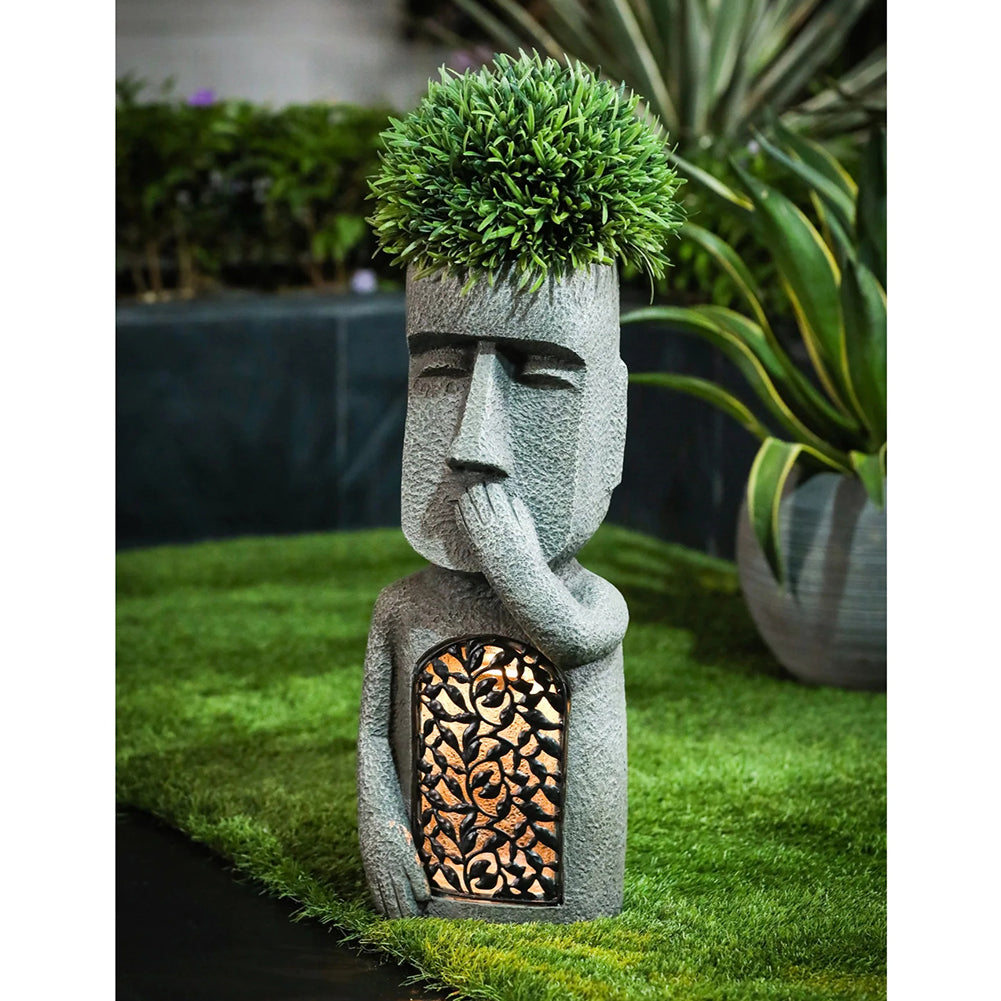 Easter Island-inspired garden decoration featuring the iconic 'See No Evil, Hear No Evil, Speak No Evil' motif, adding charm and character to your outdoor or indoor decor.