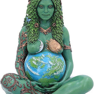 An artistic figurine representing Mother Earth, perfect for enhancing the ambiance of both home interiors and garden spaces with its symbolic and naturalistic design.