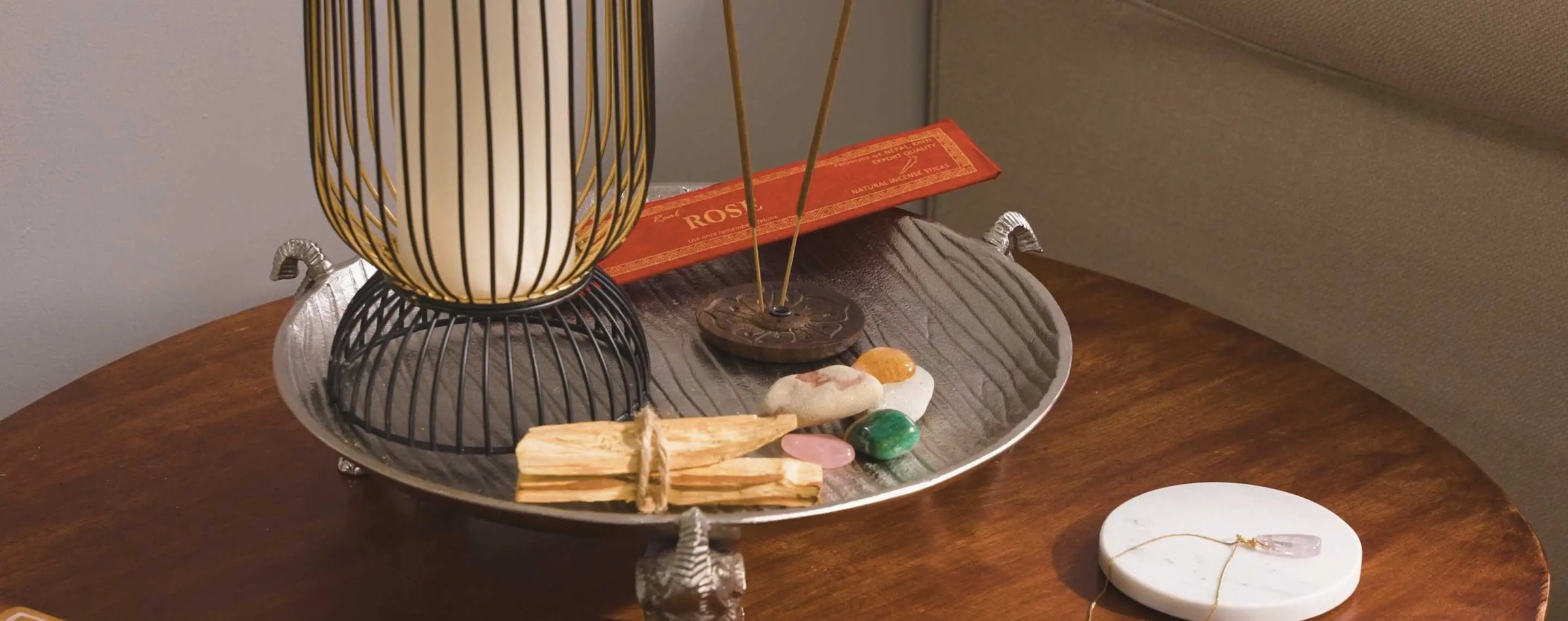 Golden Elephant Round Tray 