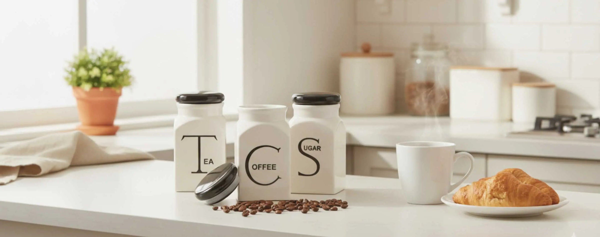 Cannister set in a minimalist kitchen 