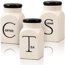 Ceramic Canister Set of 3 - Sugar, Coffee, & Tea Canisters Sets for the Kitchen