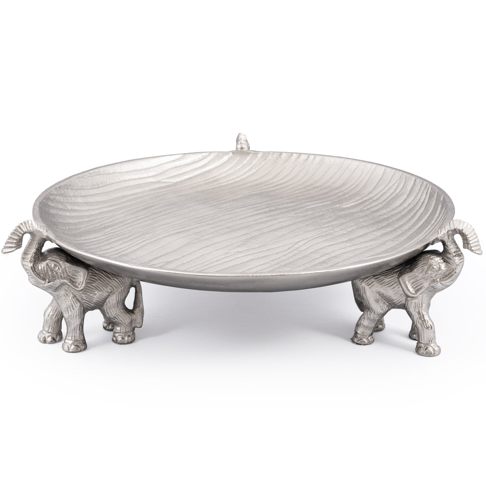 Round Decorative Tray with Elephant Stands - Gold Tray for Decor & Centerpiece