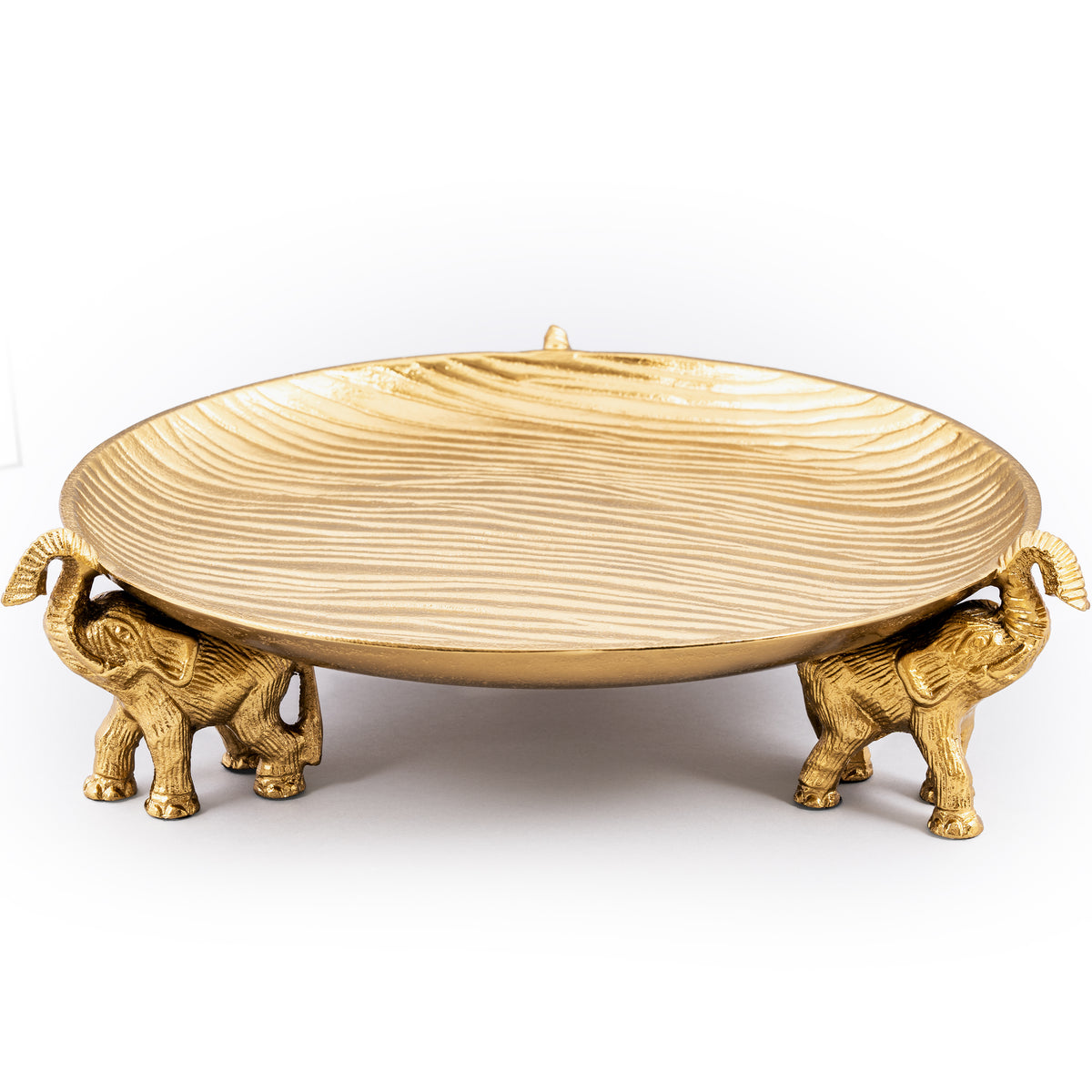 Round Decorative Tray with Elephant Stands - Gold Tray for Decor & Centerpiece - daisys-choice-homeware