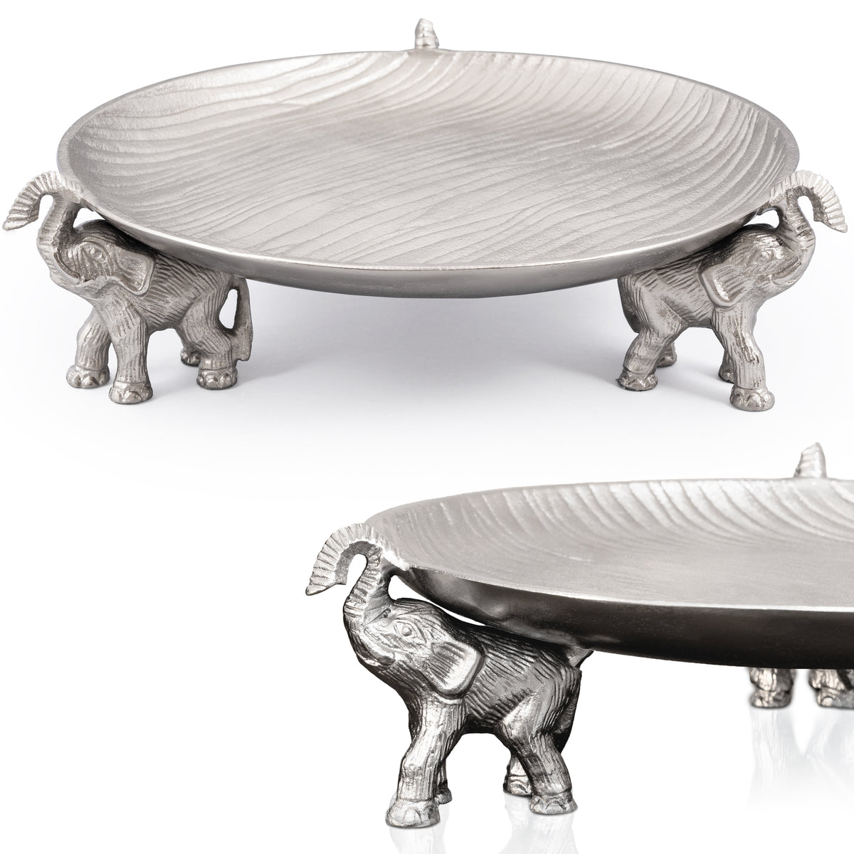 Round Decorative Tray with Elephant Stands - Gold Tray for Decor & Centerpiece - daisys-choice-homeware