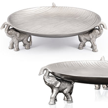 Round Decorative Tray with Elephant Stands - Gold Tray for Decor & Centerpiece