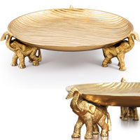 Round Decorative Tray with Elephant Stands - Gold Tray for Decor & Centerpiece - daisys-choice-homeware