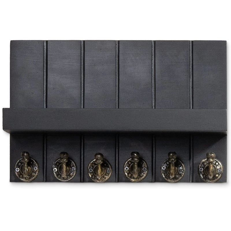Wall Key Holder with Shelf  & Coat Hooks - Wall Shelf with Hooks.