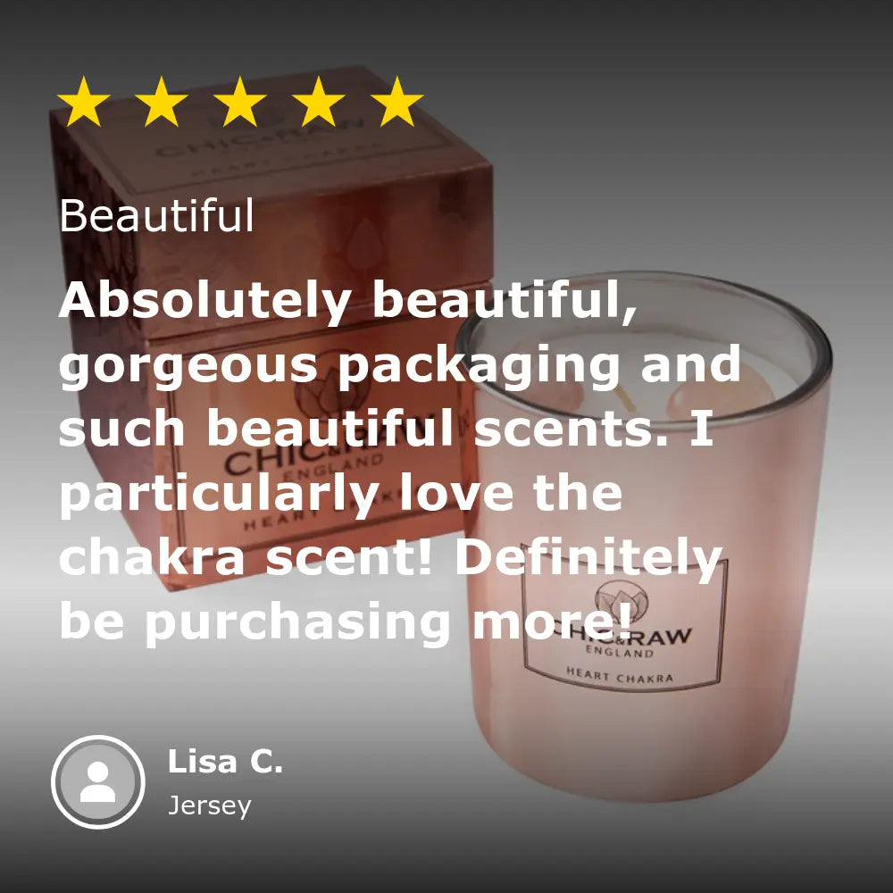 Rose Quartz Heart Chakra Luxury Crystal Candle Chic & Raw England