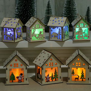 Christmas LED Light Wood House Decorations