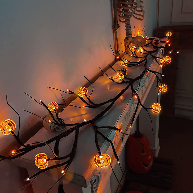 Halloween LED String Lights - Bat & Pumpkin Decorations