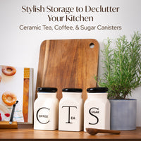 Ceramic Canister Set of 3 - Sugar, Coffee, & Tea Canisters Sets for the Kitchen - daisys-choice-homeware