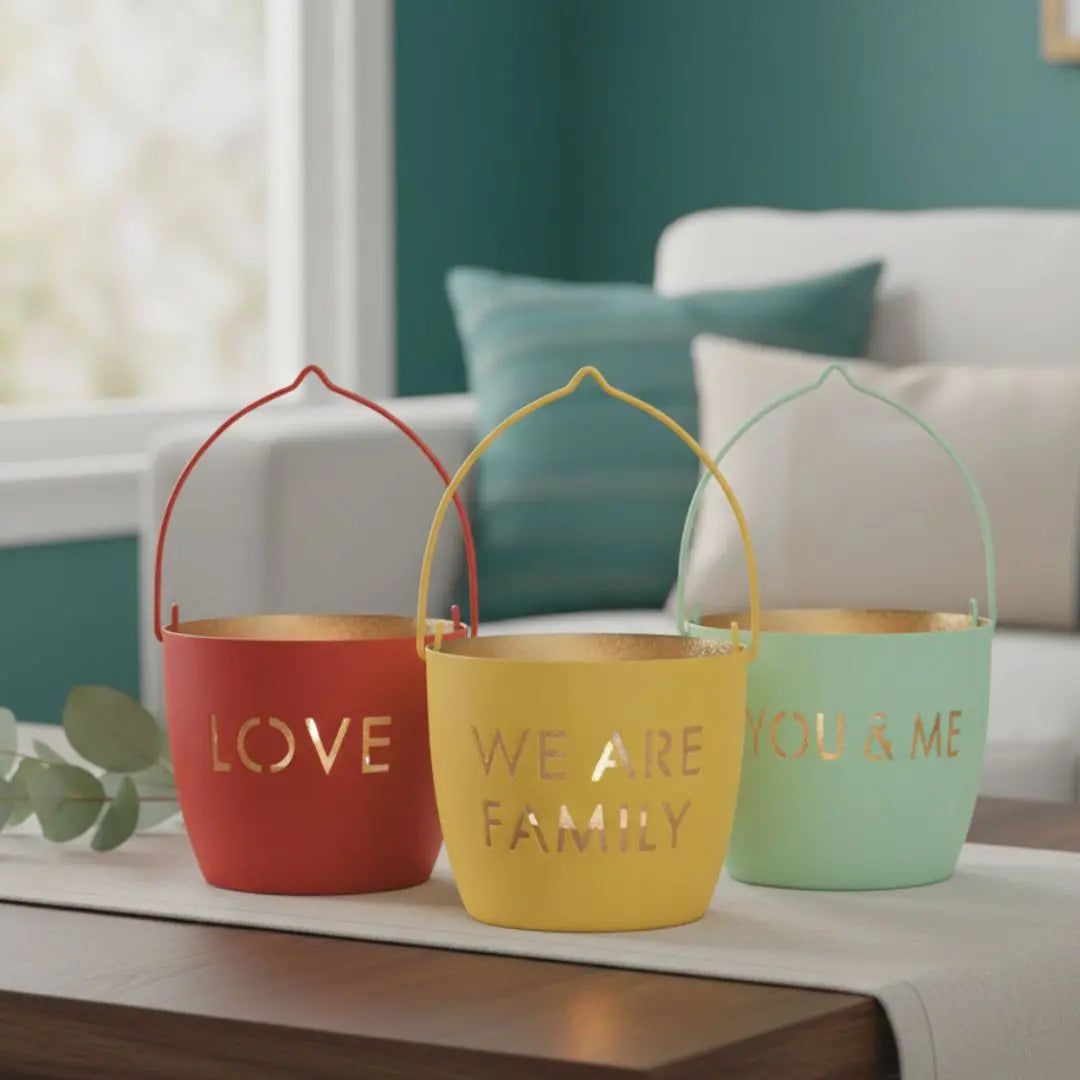 Set of 3 Motivational Candle Holder - Love, We Are Family, You & Me daisys-choice-homeware