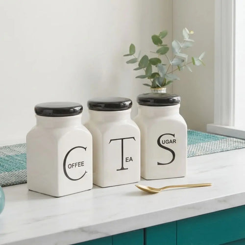 Ceramic Canister Set of 3 - Sugar, Coffee, & Tea daisys-choice-homeware