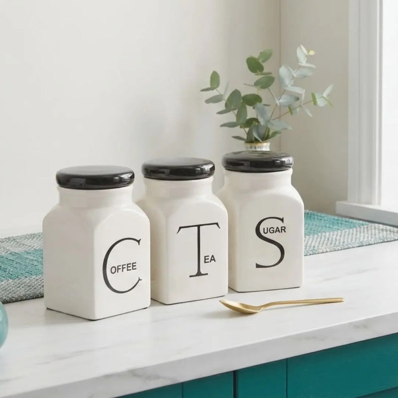 Ceramic Canister Set of 3 - Sugar, Coffee, & Tea daisys-choice-homeware