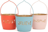 Juuvana Set of 3 Decorative Candle Holder Lanterns with Motivational Messages - Believe, Trust, Inspire