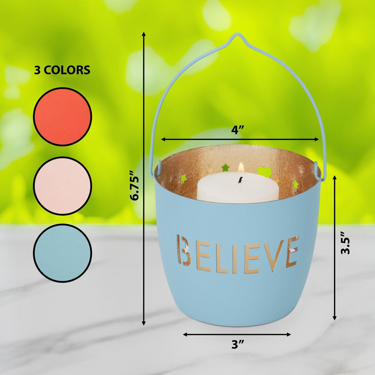 Juuvana Set of 3 Decorative Candle Holder Lanterns with Motivational Messages - Believe, Trust, Inspire - daisys-choice-homeware