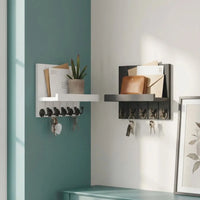 Wall Key Holder with Shelf & Coat Hooks - Wall Shelf with Hooks daisys-choice-homeware