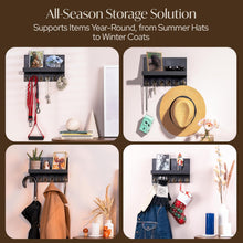 Wall Key Holder with Shelf  & Coat Hooks - Wall Shelf with Hooks