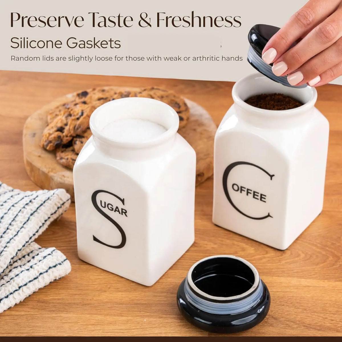 Ceramic Canister Set of 3 - Sugar, Coffee, & Tea daisys-choice-homeware