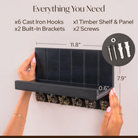 Wall Key Holder with Shelf  & Coat Hooks - Wall Shelf with Hooks