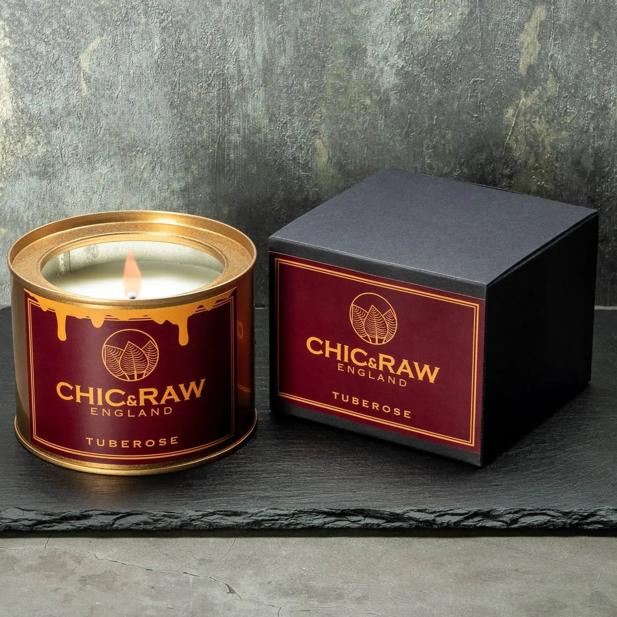 Tuberose and vanilla scented candle in tin, long-lasting fragrance