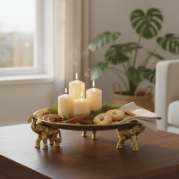 Round Decorative Tray with Elephant Stands daisys-choice-homeware