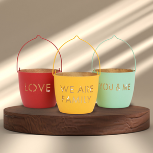Juuvana Set of 3 Motivational Message Candle Holder Lanterns - Love, We Are Family, You & Me
