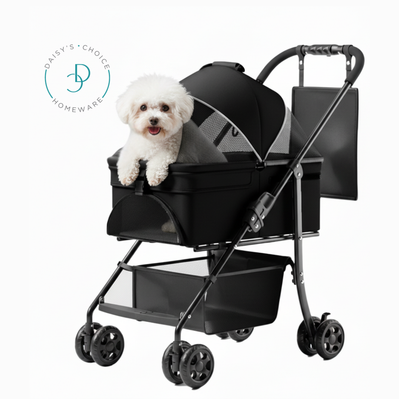 2-in-1 Portable Pet Stroller with Removable Carrier - daisys-choice-homeware