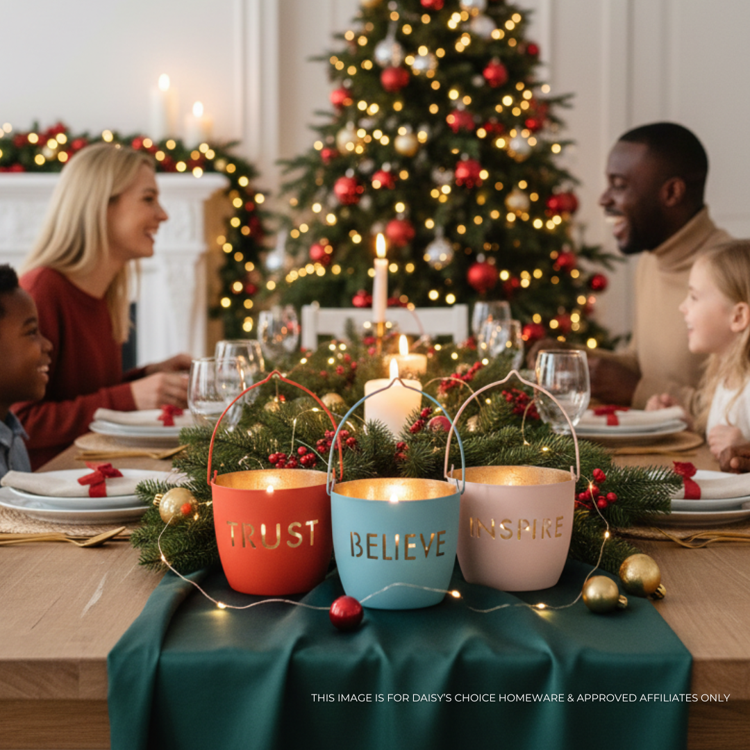 Juuvana Set of 3 Decorative Candle Holder - Believe, Trust, Inspire.