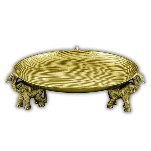 Round Decorative Tray with Elephant Stands.