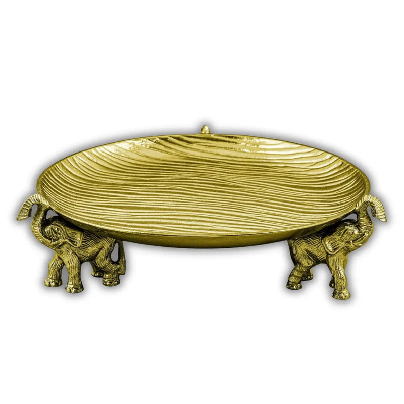 Round Decorative Tray with Elephant Stands.