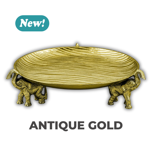 Round Decorative Tray with Elephant Stands