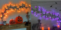 Halloween LED String Lights - Bat & Pumpkin Decorations