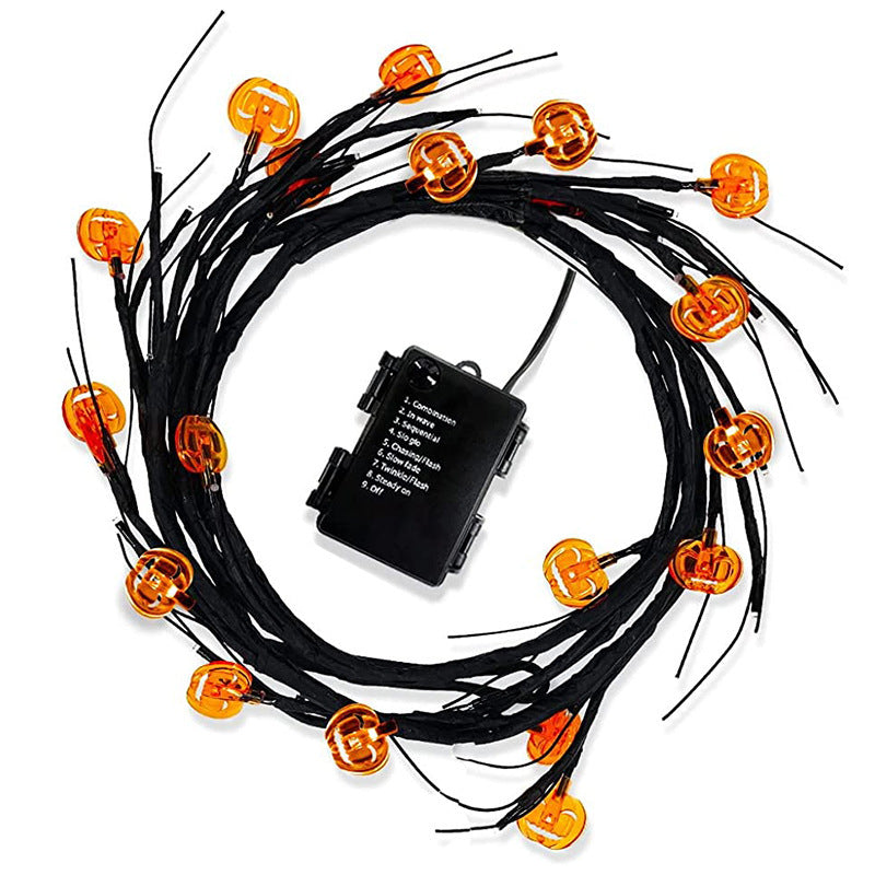 Halloween LED String Lights - Bat & Pumpkin Decorations