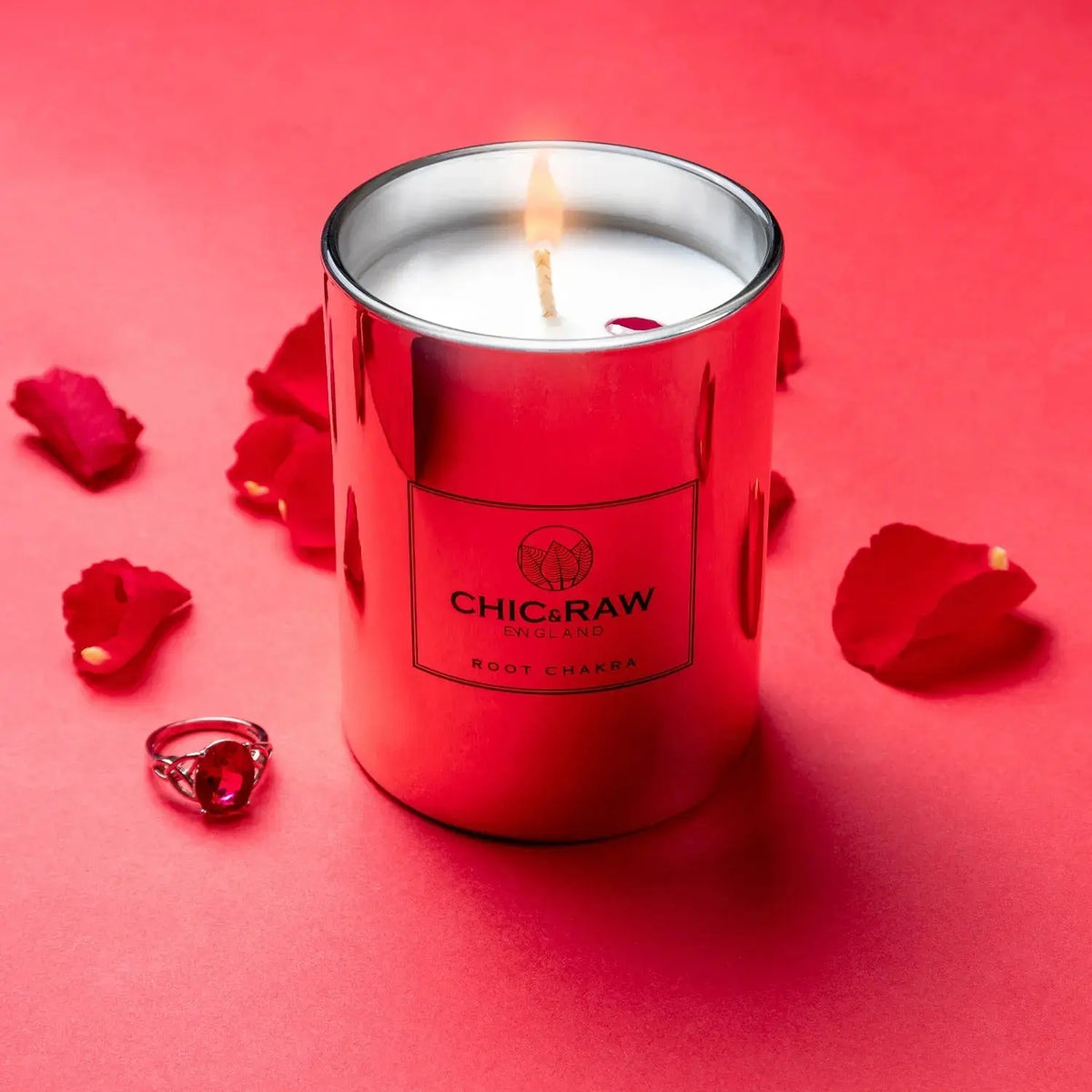 Ruby Root Chakra Luxury Crystal Candle - Chic & Raw