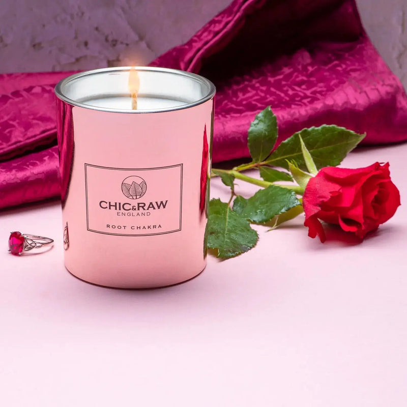 Ruby Root Chakra Luxury Crystal Candle - Chic & Raw