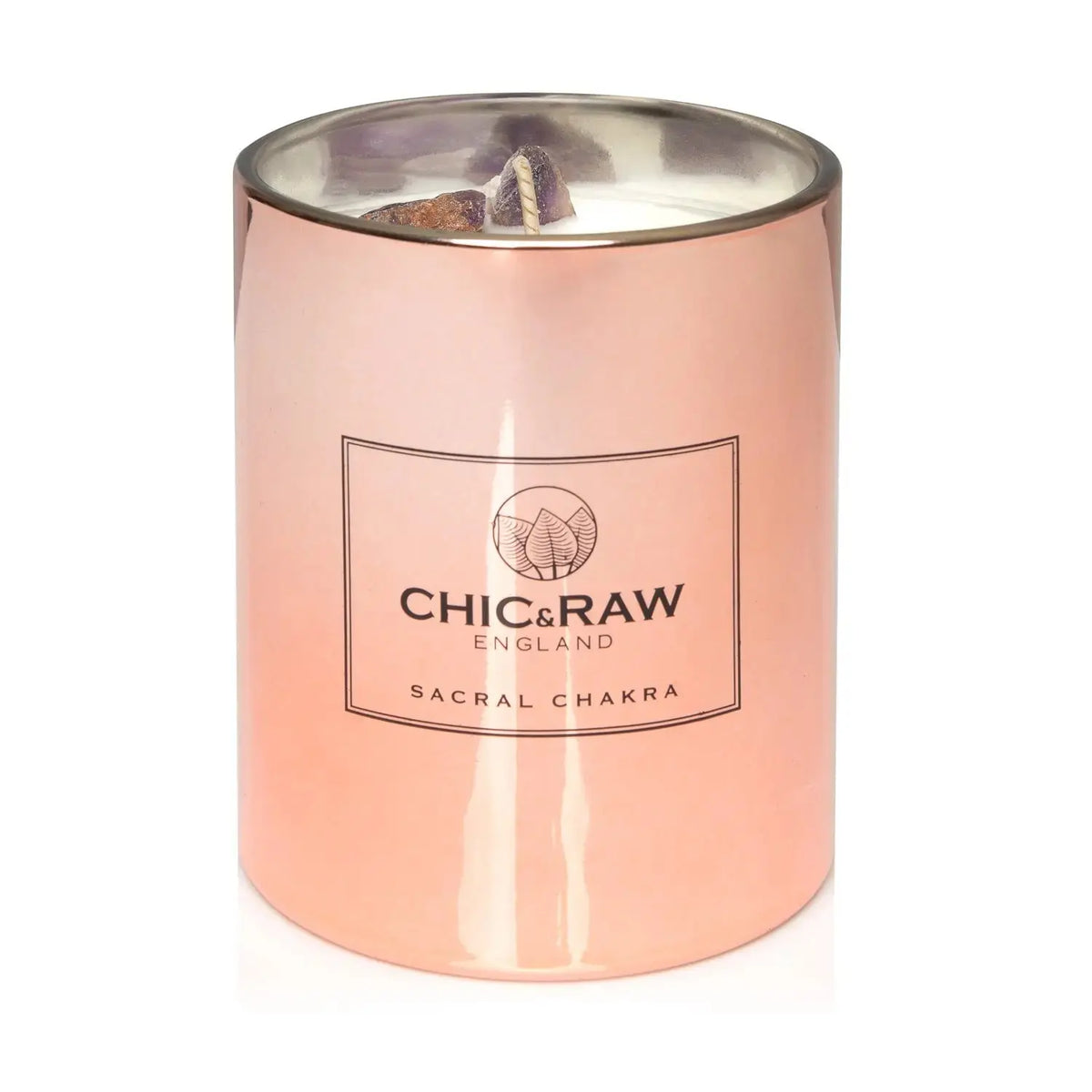 Amethyst Sacral Chakra Luxury Crystal Candle Chic & Raw England