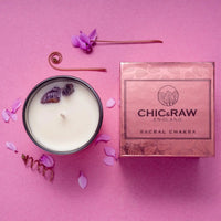Amethyst Sacral Chakra Luxury Crystal Candle Chic & Raw England