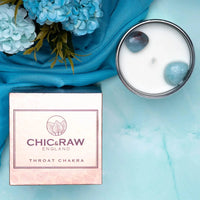 Aquamarine Throat Chakra Luxury Crystal Candle Chic & Raw England