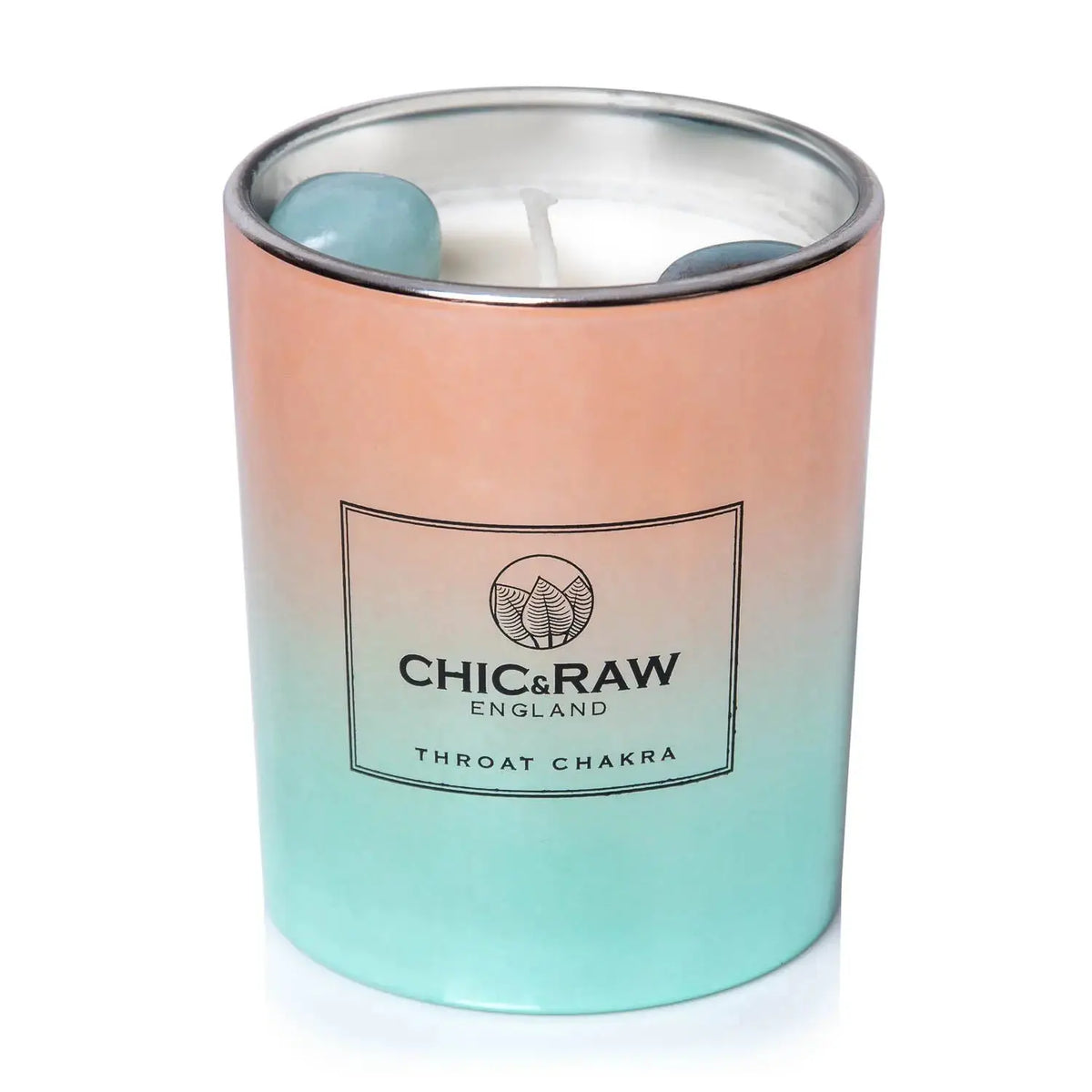 Aquamarine throat chakra candle, luxury crystal candle, communication aid