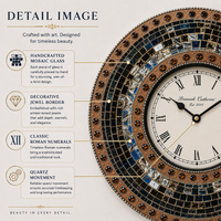 Handmade Mosaic Clock – Decorative Tesserae Wall Clock