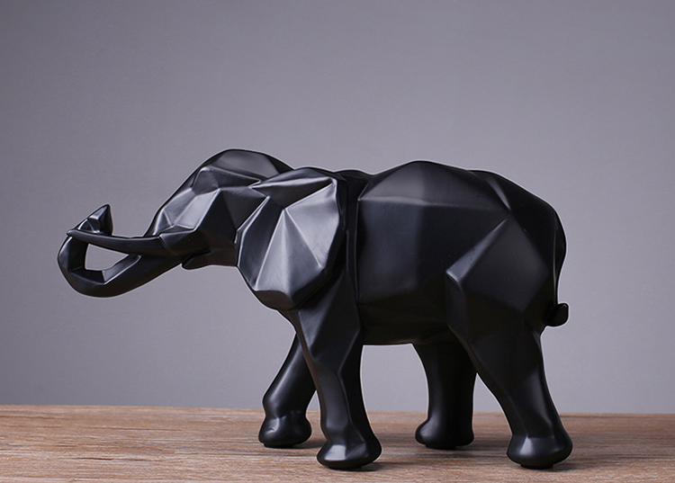 A stylish geometric elephant sculpture, serving as a contemporary and artistic home decoration crafted with precision and elegance.