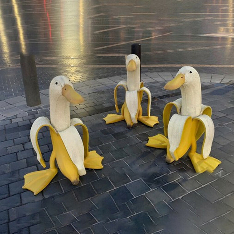 Funny Garden Art Banana Duck Statue