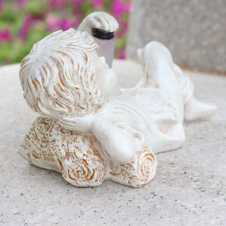 Cute Boy and Girl Resin Craft With Firefly Jar Garden Statue