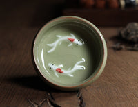 Celadon Koi Tea Cup