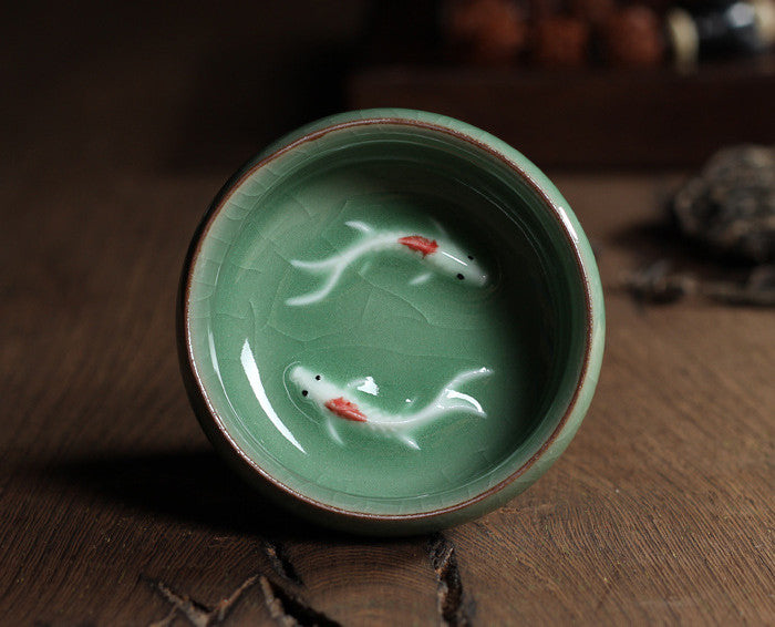 Celadon Koi Tea Cup