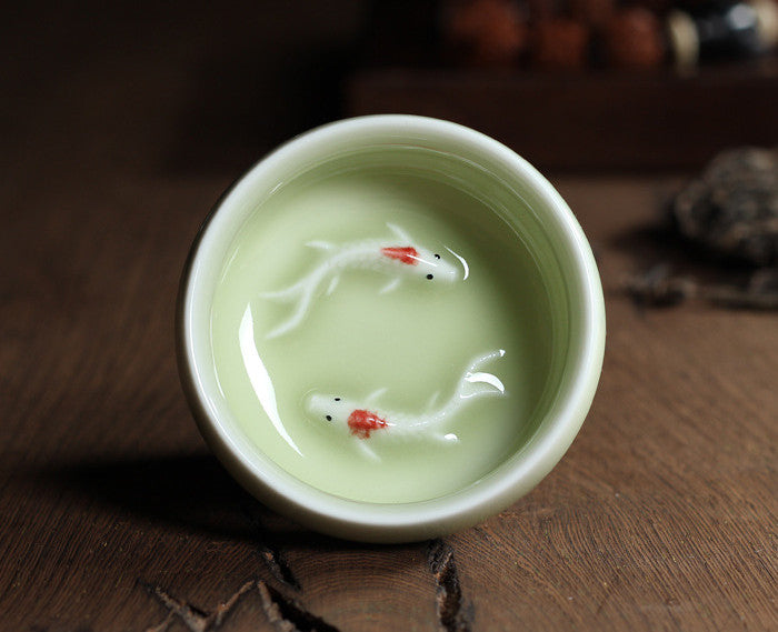 Celadon Koi Tea Cup