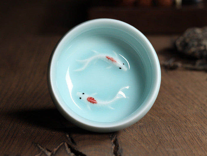 Celadon Koi Tea Cup