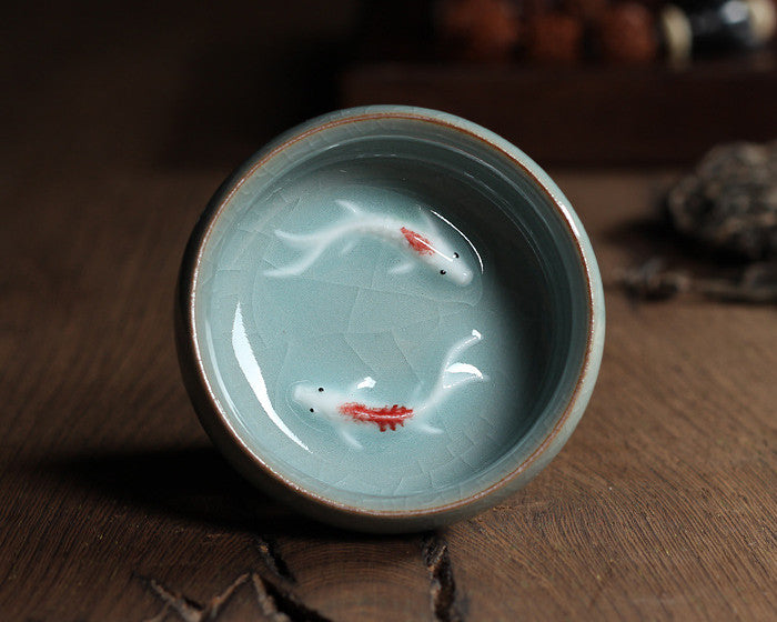 Celadon Koi Tea Cup